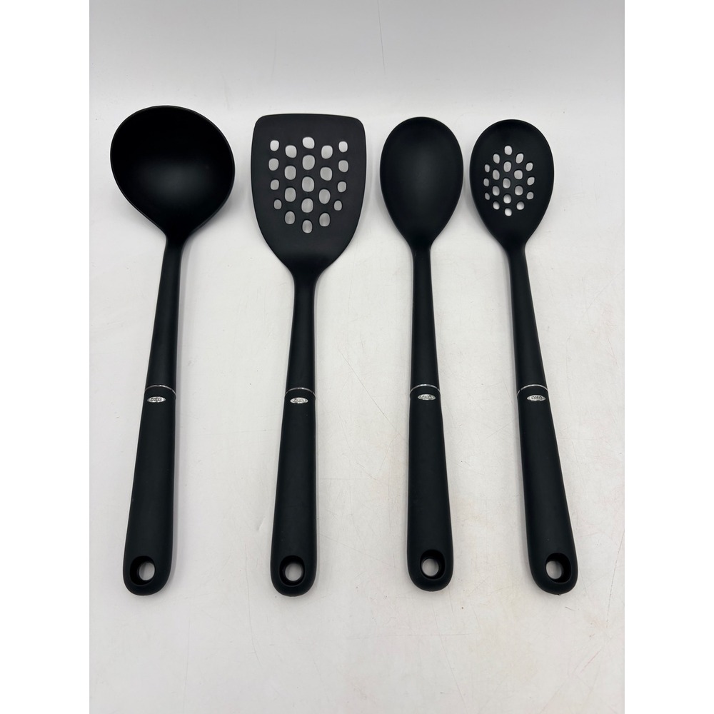 OXO Good‎ Grips 4 Piece Nylon Kitchen Tool Set Black Ladle Spatula Spoons